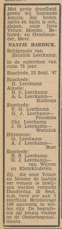 Brinkstraat 109 H. Leerkamp advertentie Tubantia 23-9-1947.jpg