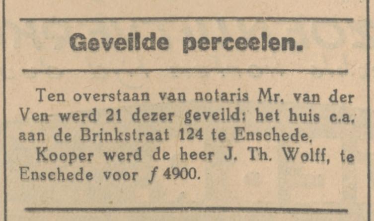 Brinkstraat 124 J.Th. Wolff krantenbericht Tubantia 22-7-1930.jpg