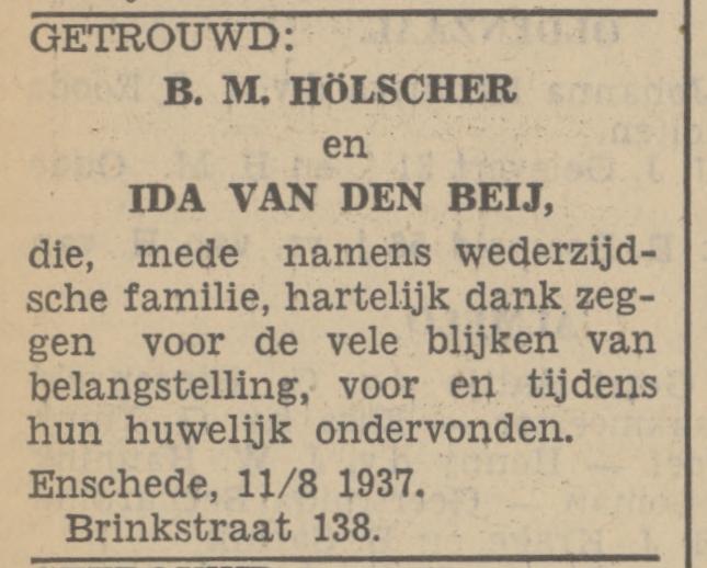 Brinkstraat 138 B.M. Hölscher advertentie Tubantia 11-8-1937.jpg