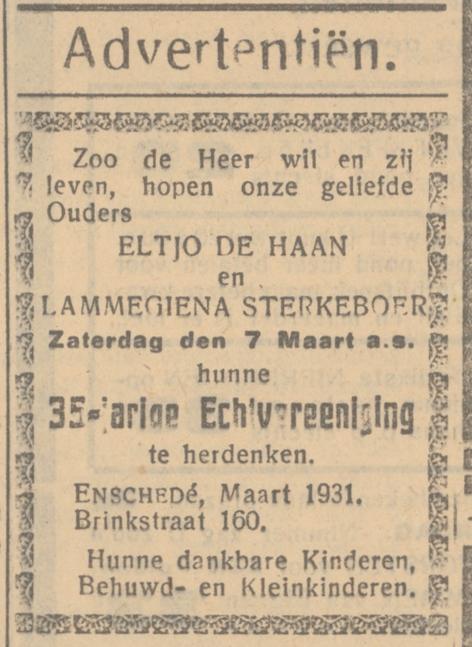 Brinkstraat 160 Eltjo de Haan advertentie 5-3-1931.jpg