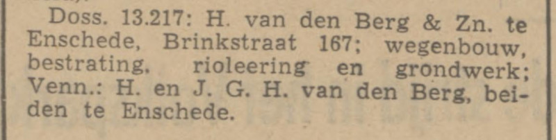 Brinkstraatn167 J.G.H. van den Berg krantenbericht Tubantia 15-12-1941.jpg