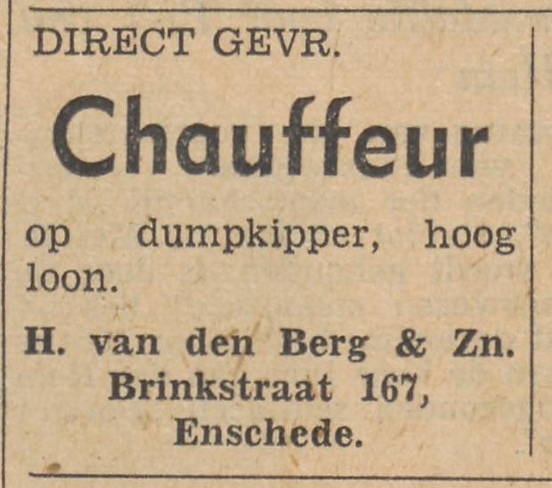 Brinkstraat 167 H.van den Berg & Zn.advertentie Tubantia 16-4-1954.jpg