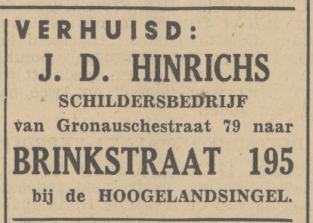 Brinkstraat 195 schildersbedrijf J.D. Hinrichs advertentie Tubantia 17-6-1938.jpg