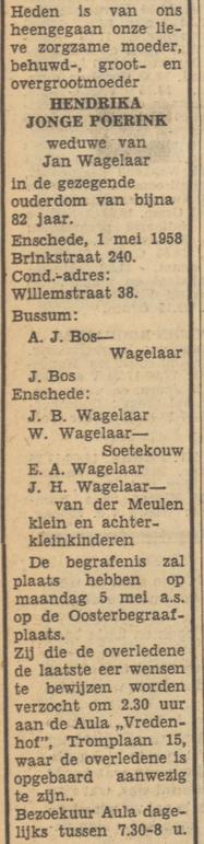 Brinkstraat 240 J. Wagelaar advertentie Tubantia 2-5-1958.jpg