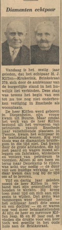 Brinkstraat 279 H.J. Kiffen krantenbericht Tubantia 27-4-1957.jpg