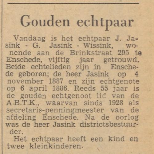 Brinkstraat 295 J. Jasink krantenbericht Tubantia 29-6-1962.jpg