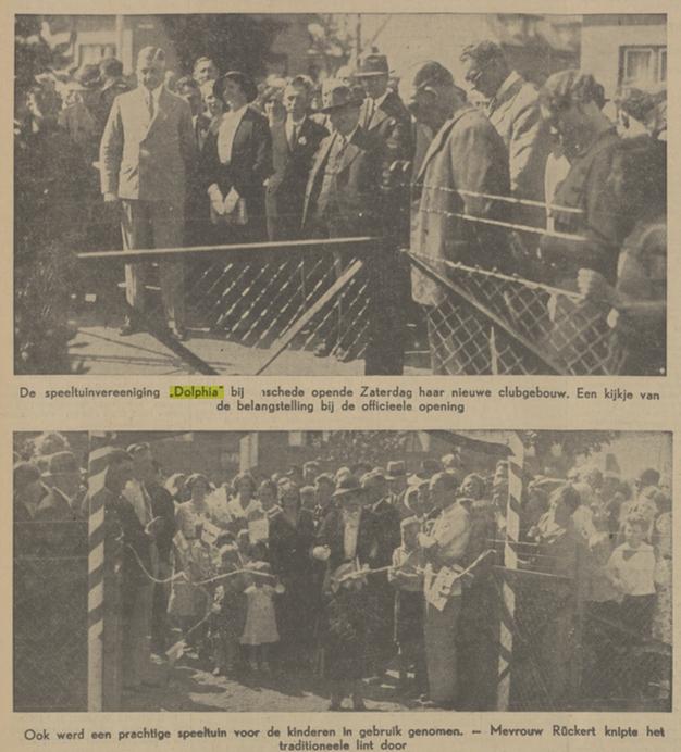 Dolphia speeltuin officiele opening krantenfoto Tubantia 11-6-1934.jpg