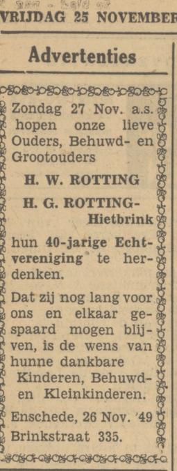 Brinkstraat 335 H.W. Rotting advertentie Tubantia 25-11-1949.jpg