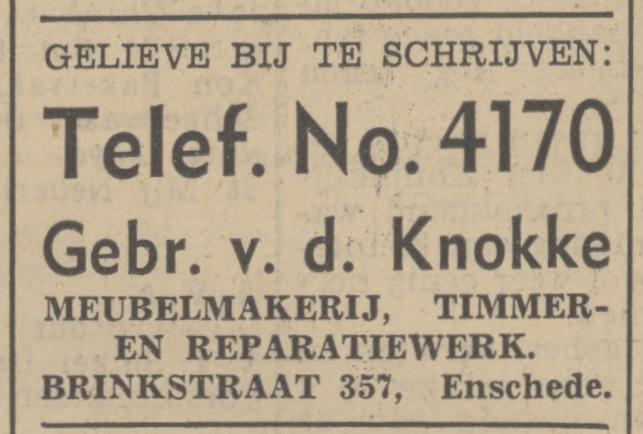 Brinkstraat 357 Gebr. van der Knokke advertentie Tubantia 9-2-1939.jpg