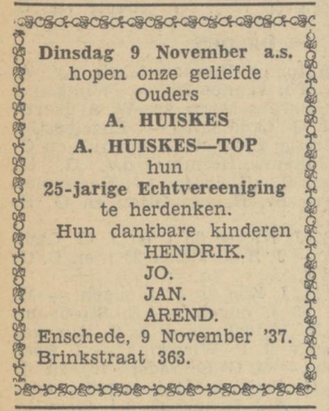 Brinkstraat 363 A. Huiskes advertentie Tubantia 6-11-1937.jpg