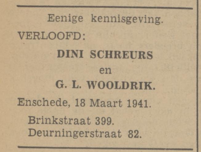 Brinkstraat 399 Dini Schreurs advertentie Tubantia 15-3-1941.jpg