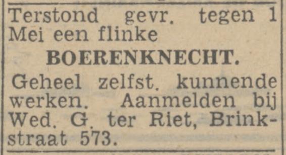 Brinkstraat 573 Wed. G. ter Riet advertentie Twentsch nieuwsblad 11-3-1944.jpg