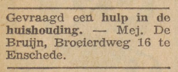 Broeierdweg 16 Mej. de Bruijn advertentie Tubantia 17-12-1960.jpg