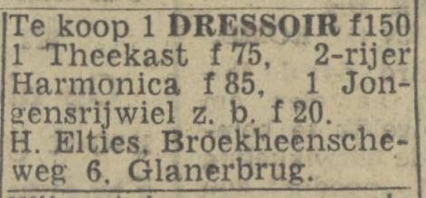 Broekheenseweg 6 Glanerbrug H. Elties advertentie Tubantia 1-7-1943.jpg