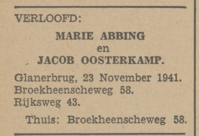 Broekheenseweg 58 Marie Abbing advertentie Tubantia 20-11-1941.jpg