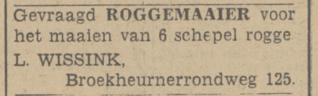Broekheurnerrondweg 125 L. Wissink advertentie Tubantia 30-7-1942.jpg