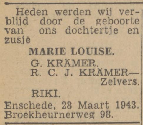Broekheurnerweg 98 G. Kramer advertentie Twentsch nieuwsblad 30-3-1943.jpg