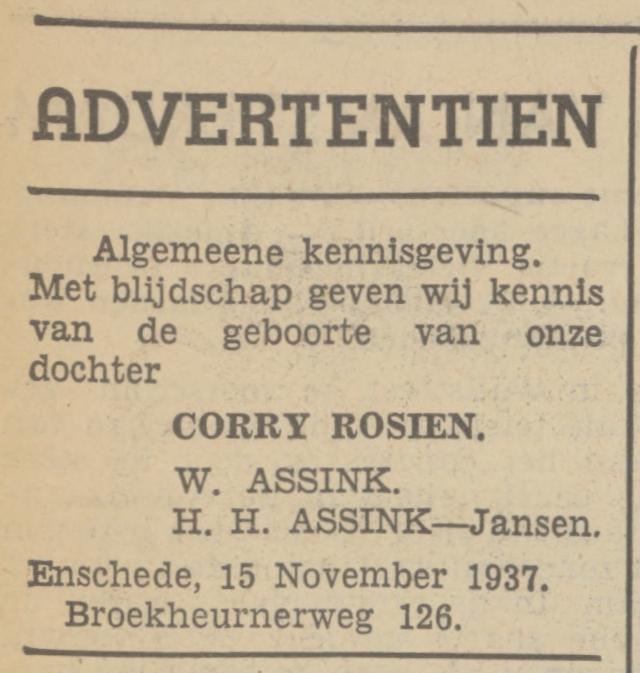 Broekheurnerweg 126 W. Assink advertentie Tubantia 16-1-1937.jpg