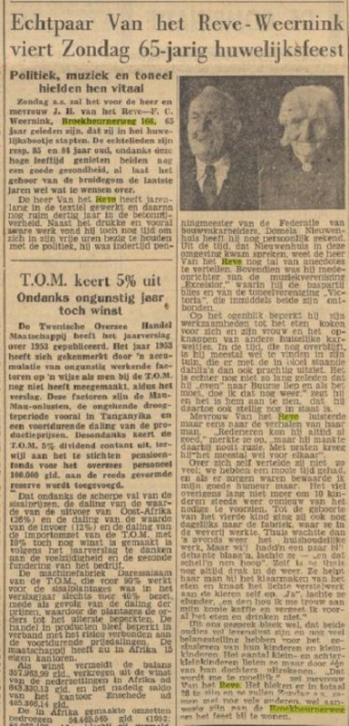 Broekheurnerweg 166 J.H. van Het Reve krantenbericht Tubantia 25-10-1954.jpg