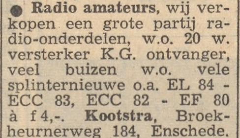 Broekheurnerweg 184 Kootstra advertentie Tubantia 10-2-1961.jpg