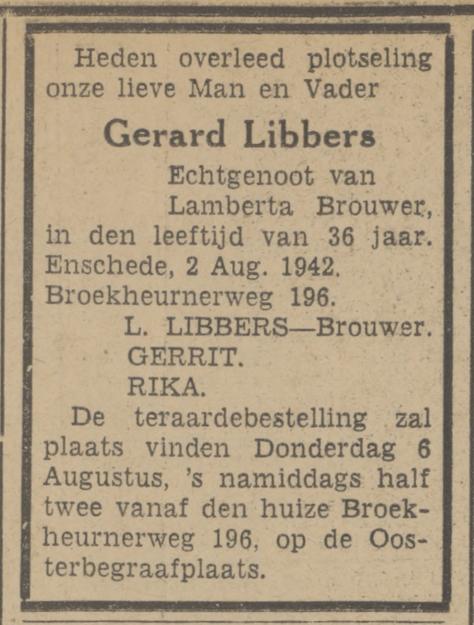 Broekheurnerweg 196 Gerard Libbers overlijdensadvertentie Tjubantia 4-8-1942.jpg