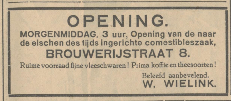 Brouwerijstraat 8 comestibleszaak W. Wielink advertentie Tubantia 13-6-1930.jpg