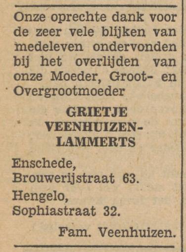 Brouwerijstraat 63 Grietje Veenhuizen-Lammerts advertentie Tubantia 6-6-1955.jpg