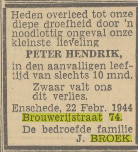 Brouwerijstraat 74 J. Broek advertentie Twents nieuwsblad 24-2-1944.jpg