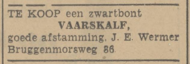 Bruggenmorsweg 86 J.E. Wermer advertentie Tubantia 27-6-1942.jpg