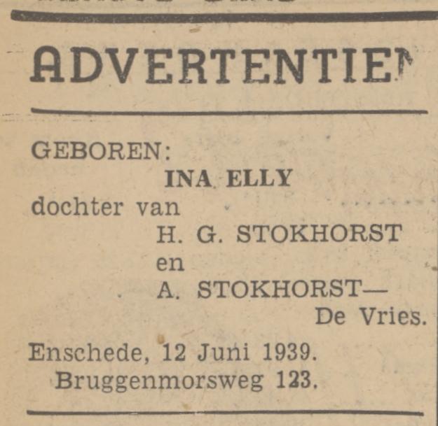 Bruggenmorsweg 123 H.G. Stokhorst advertentie Tubantia 14-6-1939.jpg