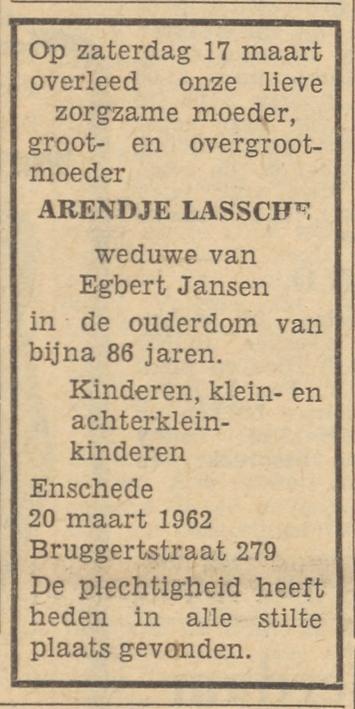 Bruggertstraat 279 Wed. A. Jansen-Lassche advertentie Tubantia 20-3-1962.jpg