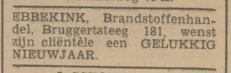 Bruggertsteeg 181 Brandstoffenhandel Ebbekink advertentie Tubantia 30-12-1939.jpg