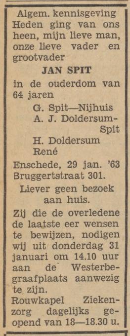 Bruggertstraat 301 Jan Spit overlijdensadvertentie Tubantia 29-1-1963.jpg
