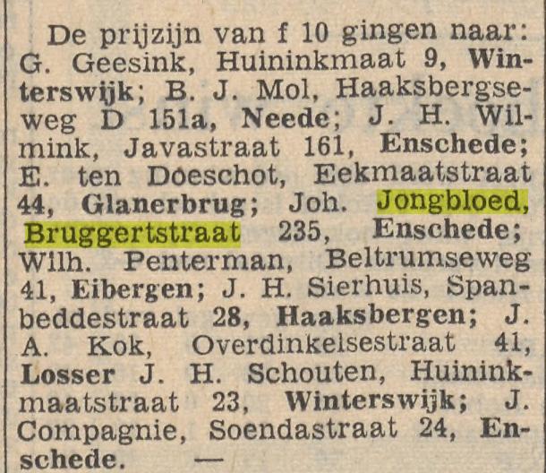 Bruggertstraat 235 Joh. Jongbloed krantenbericht Tubantia 16-1-1960.jpg