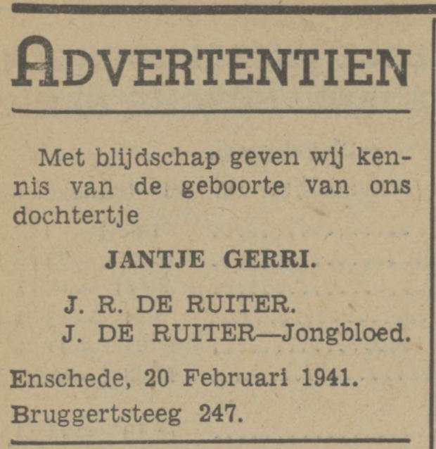 Bruggertsteeg 247 J.R. de Ruiter advertentie Tubantia 20-2-1941.jpg