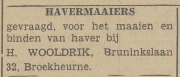 Bruninkslaan 32 Broekheurne H. Wooldrik advertentie Tubantia 5-9-1942.jpg