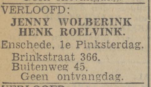 Buitenweg 45 Henk Roelvink advertentie Tubantia 9-6-1943.jpg