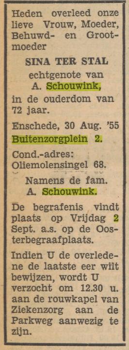 Buitenzorgplein 2 A. Schouwink advertentie Tubantia 31-8-1955.jpg