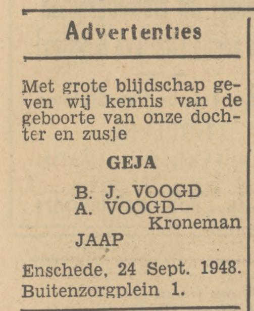 Buitenzorgplein 1 B.J. Voogd advertentie Tubantia 25-9-1948.jpg