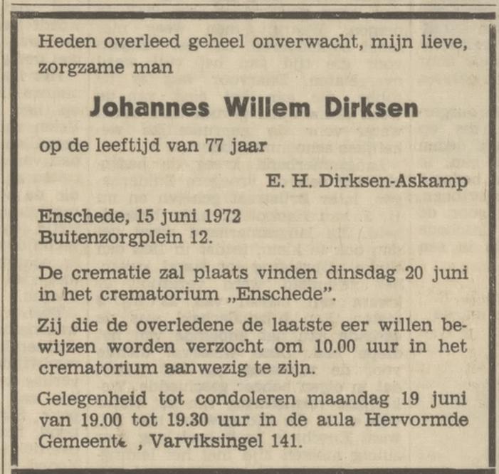 Buitenzorgplein 12 J.W. Derksen overlijdensadvertentie Tubantia 17-6-1972.jpg