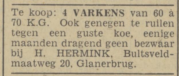 Bultsveldmaatweg 20 Glanerbrug H. Hermink advertentie Tubantia 8-2-1941.jpg