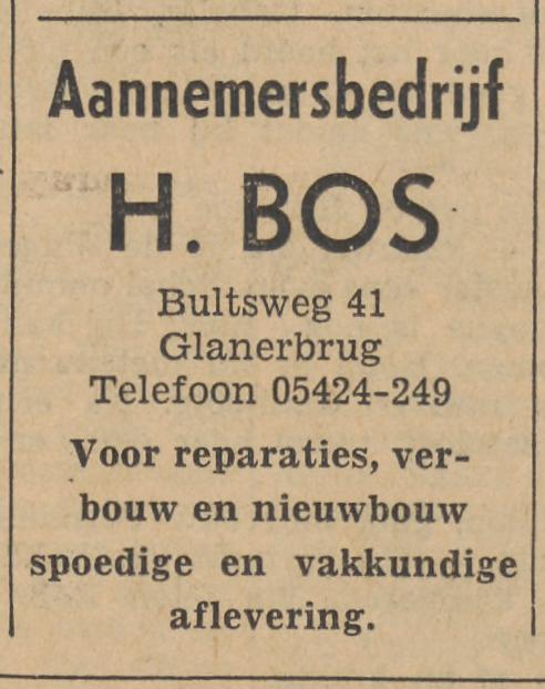 Bultsweg 41 Glanerbrug Aannemersbedrijf H.Bos advertentie Tubantia 28-1-1961.jpg