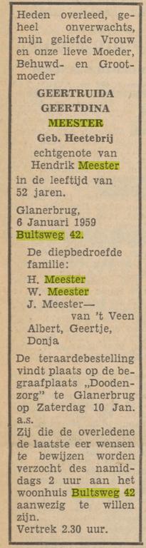 Bultsweg 42 H. Meester advertentie Tubantia 7-1-1959.jpg