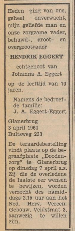 Bultsweg 233 Hendrik Eggert overlijdensadvertentie Tubantia 4-4-1964.jpg