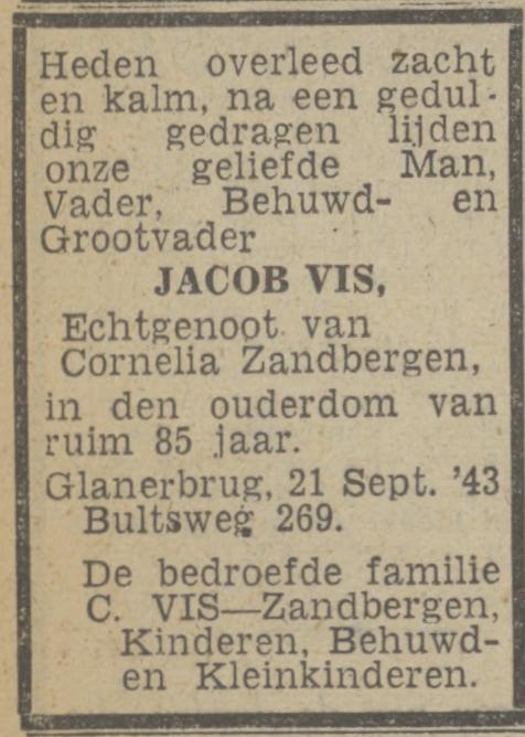 Bultsweg 269 Jacob Vis overlijdensadvertentie Twentsch nieuwsblad 21-9-1943.jpg