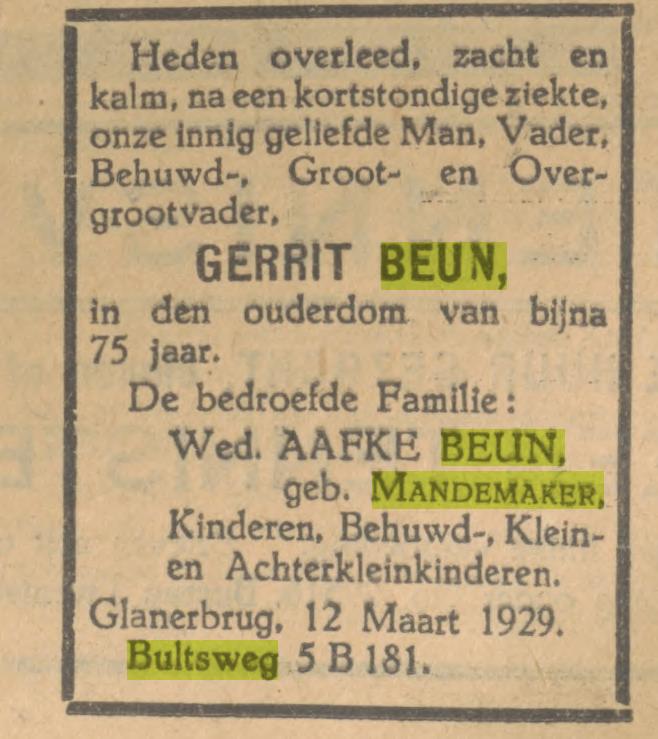 Bultsweg 372 Wed. Aafke Beun-Mandemaker advertentie Tubantia 12-3-1929.jpg