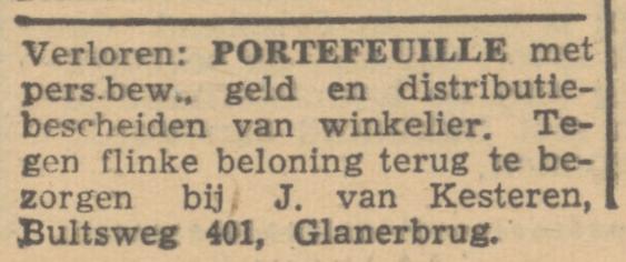 Bultsweg 401 Glanerbrug J. van Kesteren advertentie De Waarheid 13-8-1945.jpg