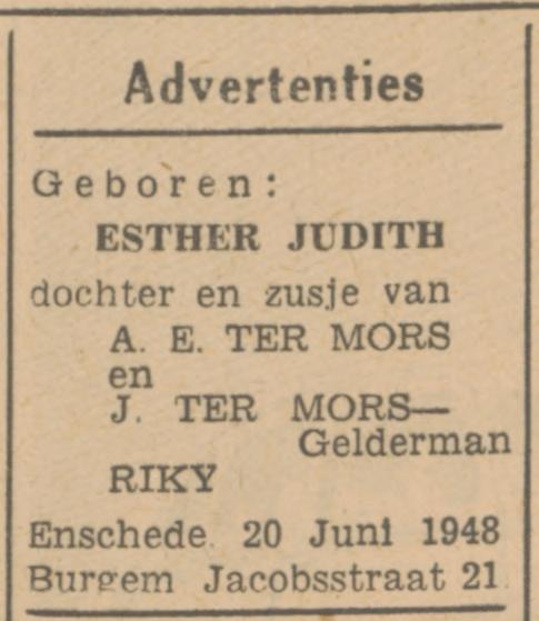 Burgemeester Jacobsstraat 21 A.E. ter Mors advertentie Tubantia 22-6-1948.jpg