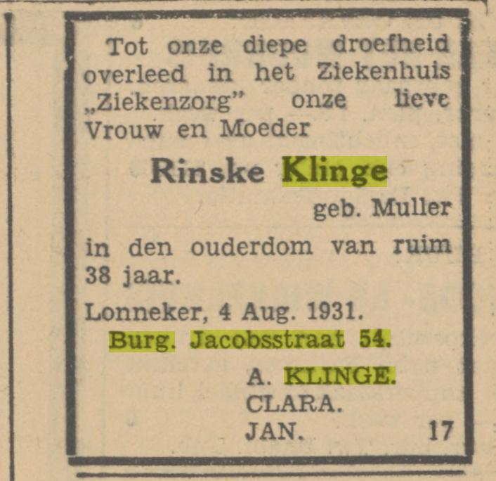 Burgemeester Jacobsstraat 54 Rinske Klinge-Muller advertentie Tubantia 6-8-1931.jpg