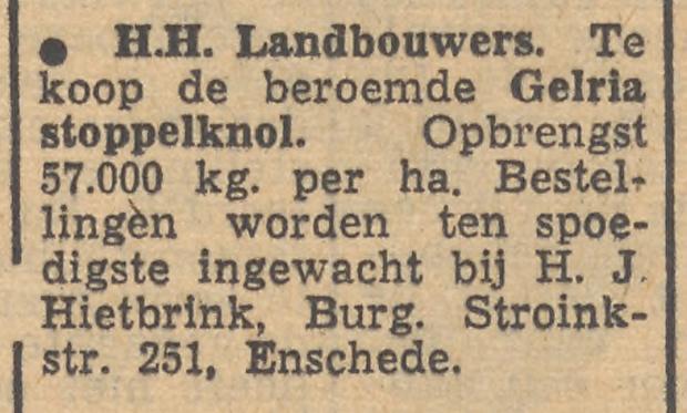 Burgemeester Stroinkstraat 251 H.J. Hietbrink advertentie Tubantia 16-5-1952.jpg